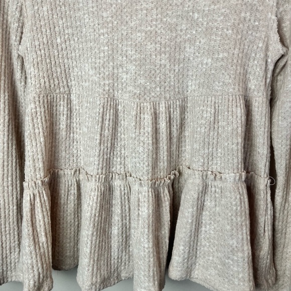 Anthropologie eri+ali Waffle Knit Cowl Neck Pullover XS - Picture 2 of 4